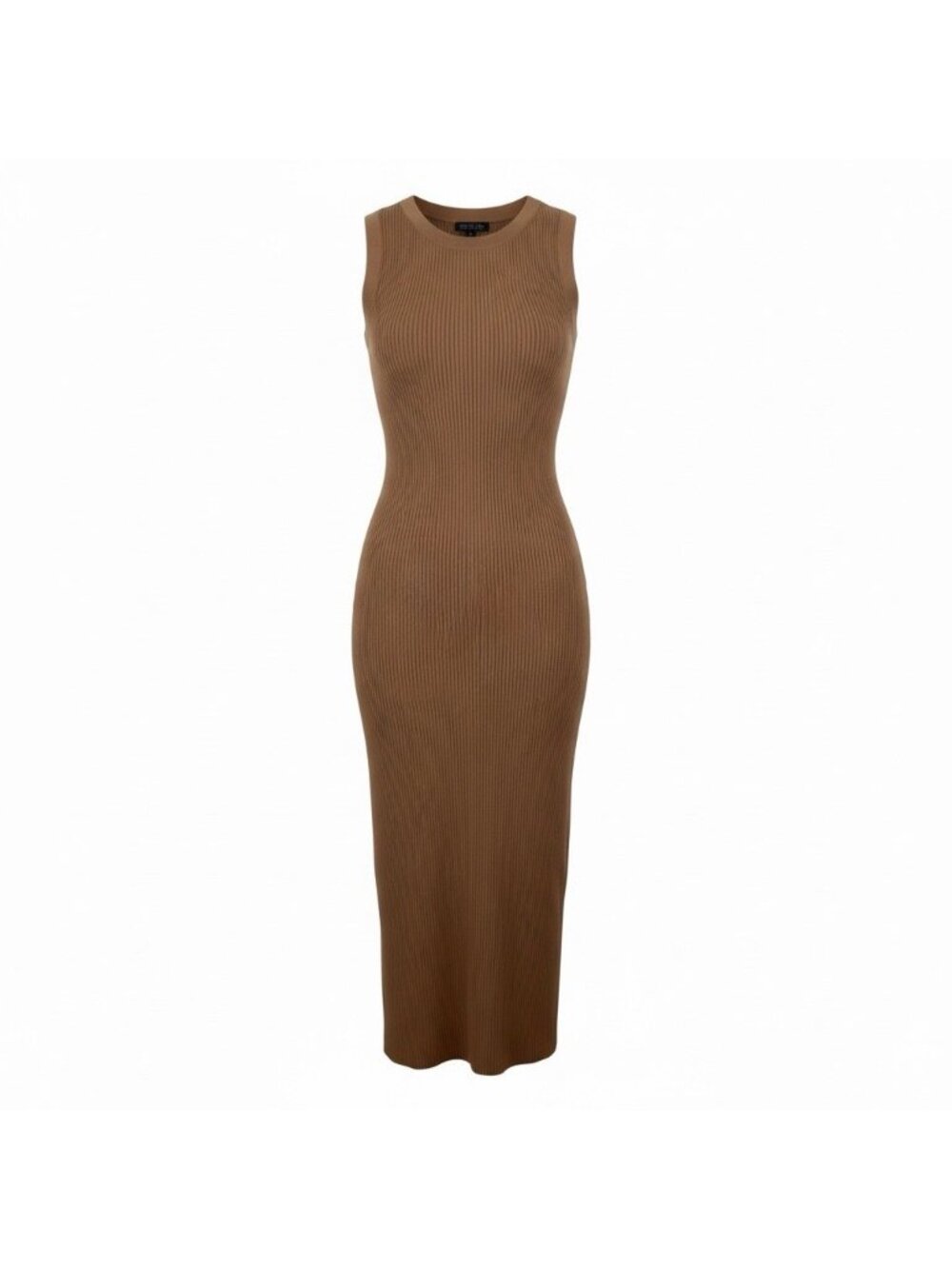 Rachel Zoe Midi Dress Size Small Taupe Brown Ribbed Stretchy Fitted Bodycon